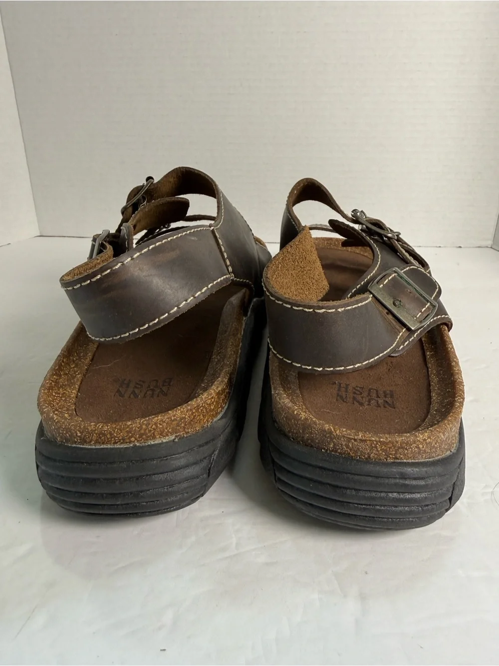 Men's Brown Leather Adjustable Two-Strap Sandals Sz 12M